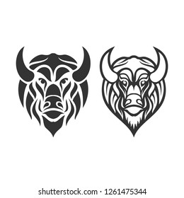 Bull Head Logo Design Vector. Isolated Strong Bull Logo on a White Background.