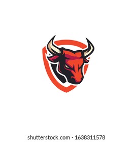 Bull head logo design vector esport