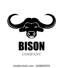 Bull head logo design vector icon. Bison isolated on white background. Design element. Vector illustration.