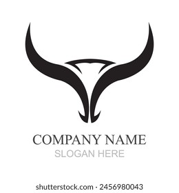 Bull head logo design,Creative bull horns symbol Vector illustration