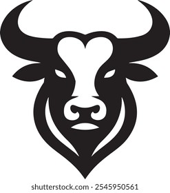 Logotipo da cabeça do touro ou ícone desenho silhueta vetor arte ilustração em um fundo branco