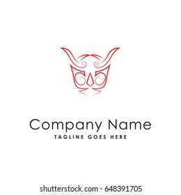bull head logo icon design template
