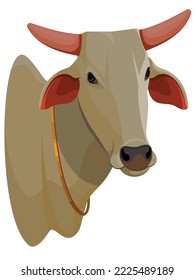 Bull Head Logo, Indian Ox, Zebu bull. Brahman cattle.