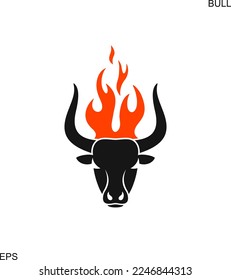Bull head logo. Isolated bull head on white background