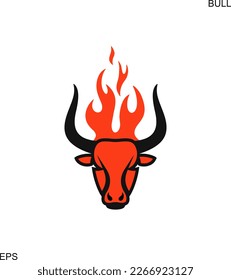 Bull head logo. Isolated bull head on white background