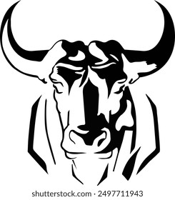 bull head logo, simple bull logo black and white	