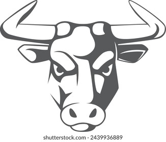 Bull head logo. Sport aggressive symbol. Animal tattoo