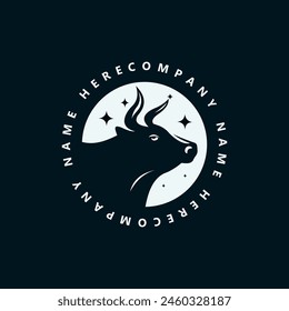 Diseño de ilustración de Vector de Plantilla de logotipo de cabeza de toro aislado sobre fondo negro.