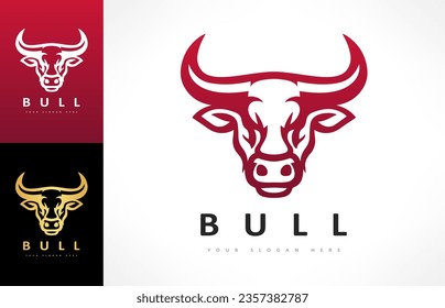 Vector del logotipo de la cabeza de toro. Diseño animal.