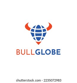 Bull head logo vector with globe, suitable for finance, banking, brokerage, investor, investment and other business.