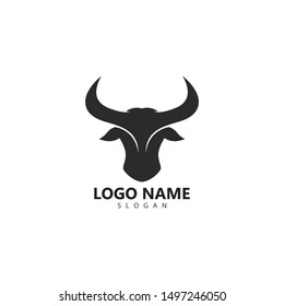 Bull head logo vector icon illustration design 
