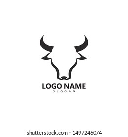 Bull head logo vector icon illustration design 