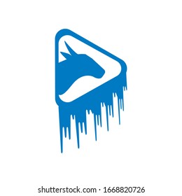 Diseño de ilustración de icono vectorial del logotipo de la cabeza de toro 