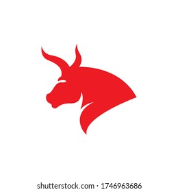 Ilustración del icono vectorial del logotipo de la cabeza de toro