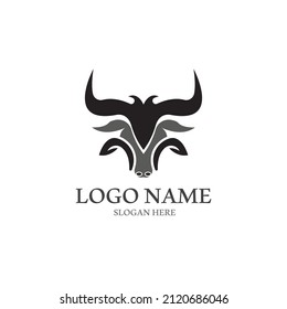 Bull head logo vector icon design
