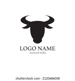 Diseño de iconos vectoriales del logotipo de la cabeza de toro