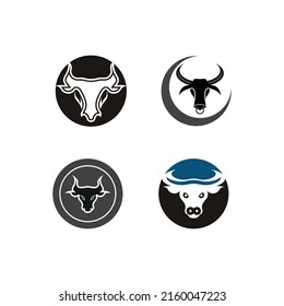 Bull head logo vector icon design