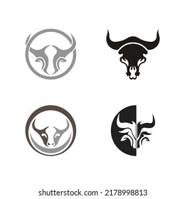Diseño de iconos vectoriales del logotipo de la cabeza de toro