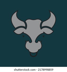 Diseño de iconos vectoriales del logotipo de la cabeza de toro