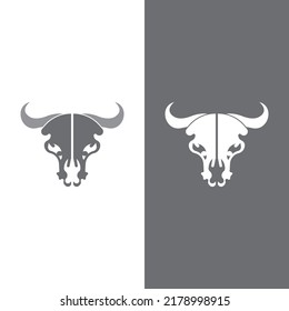 Diseño de iconos vectoriales del logotipo de la cabeza de toro