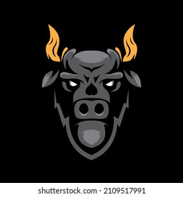 bull head mascot angry buffalo logo vector icon symbol illustration design