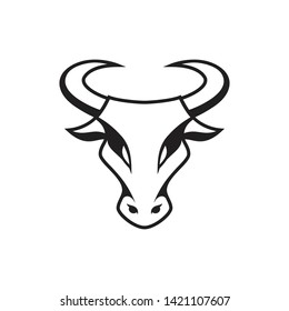 Bull head mascot animal vector logo illustration. e-sport animal logo.