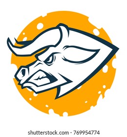 BULL HEAD MASCOT black and white logo illustration