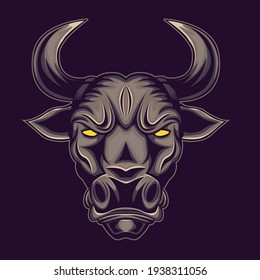 Bull head mascot. Buffalo logo.