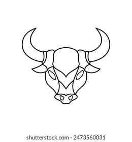 Bull head mascot. Buffalo logo. ilhouette vector, isolated illustration abstract pattern on white background, tattoo tribal vector design, simple logo on white background