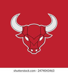 Bull head mascot. Buffalo logo. ilhouette vector, isolated illustration abstract pattern on white background, tattoo tribal vector design, simple logo on white background