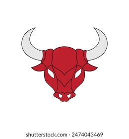 Bull head mascot. Buffalo logo. ilhouette vector, isolated illustration abstract pattern on white background, tattoo tribal vector design, simple logo on white background