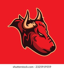bull head mascot esport logo character for sport and gaming logo concept