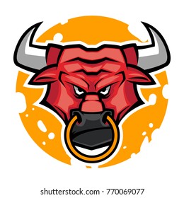 bull head mascot illustration esports logo