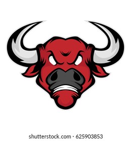 Bull head mascot isolated in white background