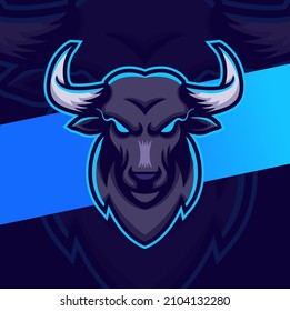 Bull head mascot logo design for esport sport logo design