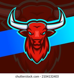 Bull head mascot logo design for esport sport logo design