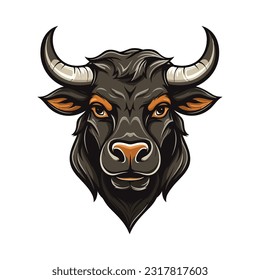 Masa de cabeza de toro. Diseño de logotipo. Ilustración para imprimir en camisetas.