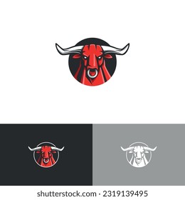 Bull head mascot logo in esport game style. Suitable for the esport game team, gym, soccer team, basketball team, matador and other businesses who want to get an impression strong, brave and fierce.