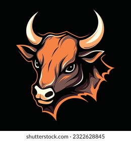 Bull Head Mascot Logo for Esport. Bull T-shirt Design. Buffalo Logo