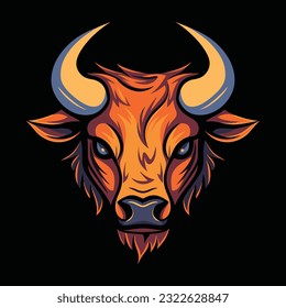 Bull Head Mascot Logo for Esport. Bull T-shirt Design. Buffalo Logo