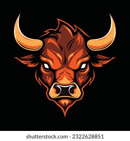 Bull Head Mascot Logo for Esport. Bull T-shirt Design. Buffalo Logo
