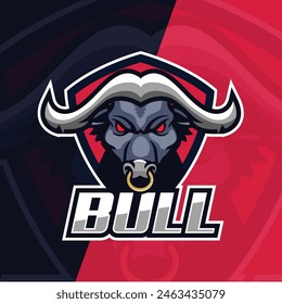 Bull Head Mascot Logo Illustration for E Sports