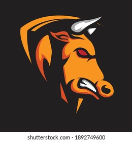 Bull head mascot logo template. Animal head sport logo template