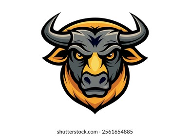 bull head mascot logo with white background