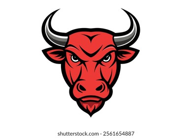 bull head mascot logo with white background