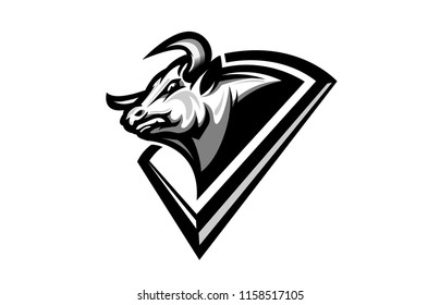 bull head mascot sporty and strong logo illustration concept
