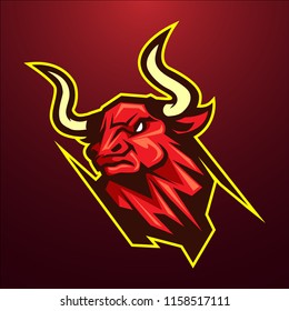 bull head mascot sporty and strong logo illustration concept