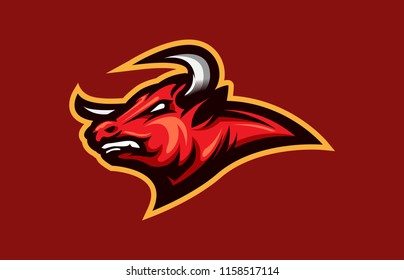 bull head mascot sporty and strong logo illustration concept