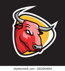 bull head mascot vector, e-sport team logo illustration