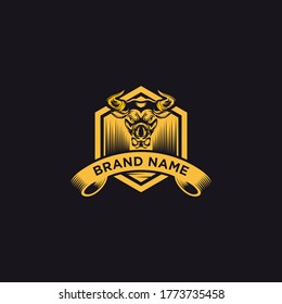 Bull head mascot. Vector illustration for use as print, poster, sticker, logo, tattoo, emblem and other.